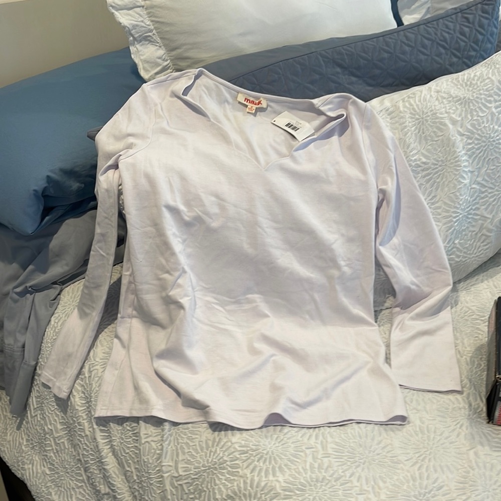 Brand new white shirt with scallop collar